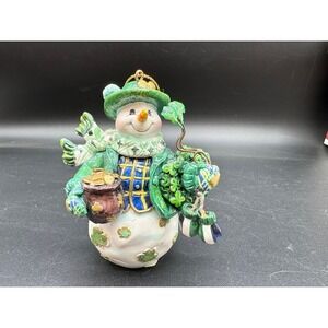 St. Patrick's Day Snowman Ornament Pot of Gold Shamrocks Irish‎ Holiday Theme